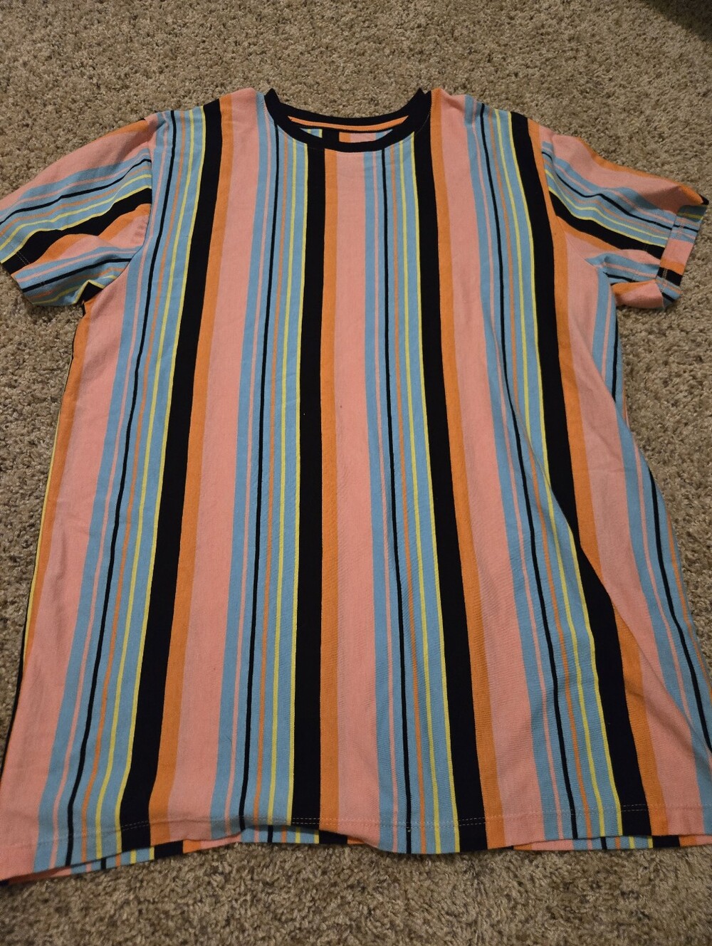 💖Striped Crewneck Short Sleeve Tee in Peach, Blue & Navy